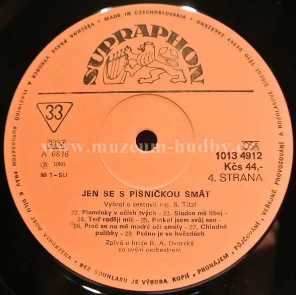 R. A. Dvorský Se Svým Orchestrem ‎– Jen Se S Písničkou Smát (1938-1944)  [по заказу чешской фирмы SUPRAPHON, 1013 4911-12]