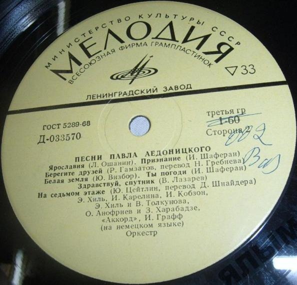 Песни Павла Аедоницкого