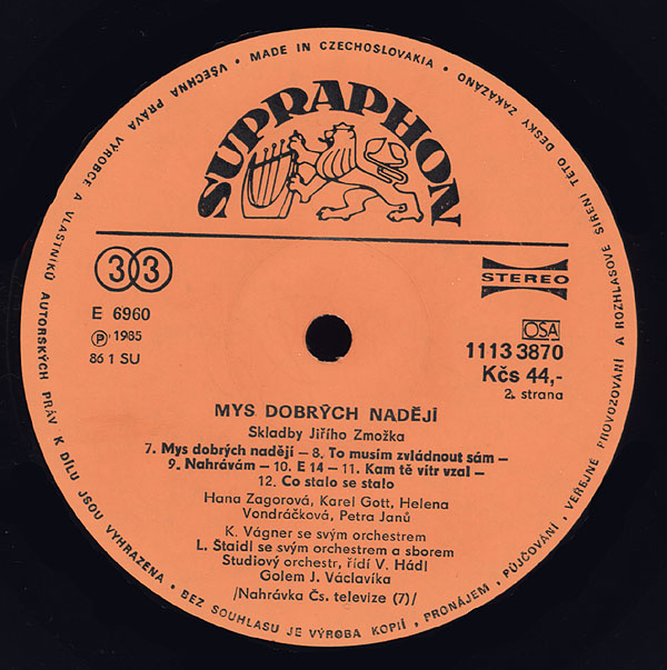 Mys dobrých nadějí [по заказу чешской фирмы SUPRAPHON 1113 3870 ]