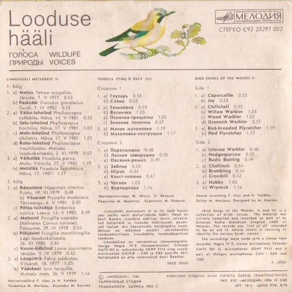 ГОЛОСА ПТИЦ В ЛЕСУ (II)