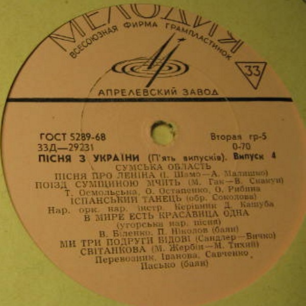 ПІСНЯ З УКРАЇНИ (П'ЯТЬ ВИПУСКІВ) ВИПУСК 4. СУМСЬКА ОБЛАСТЬ