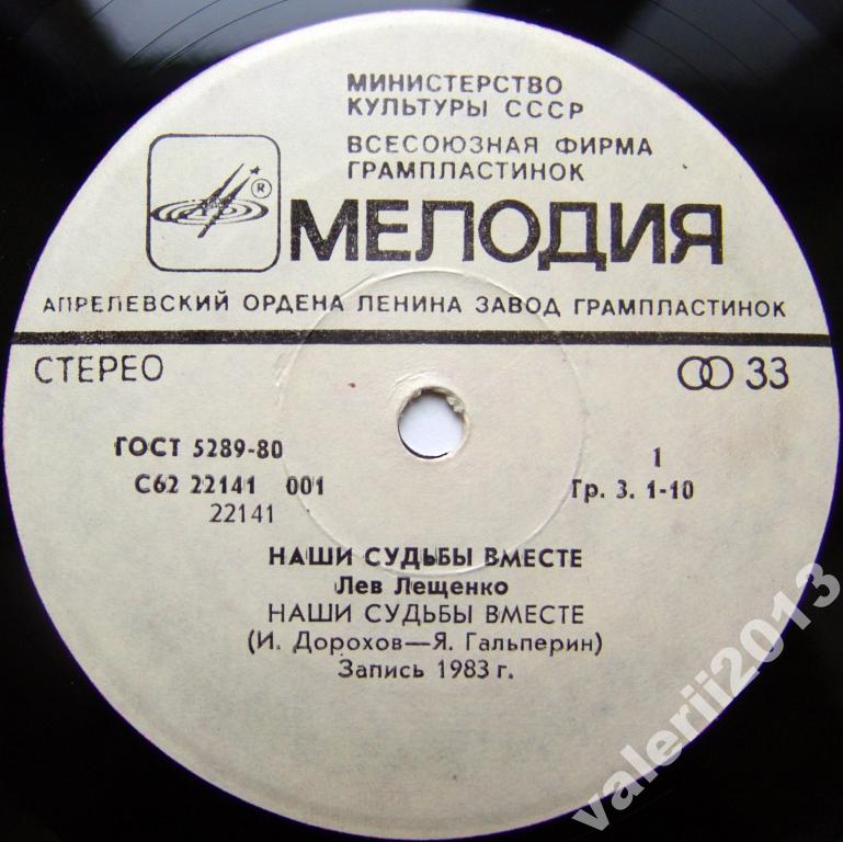 Лев ЛЕЩЕНКО. «Наши судьбы вместе»