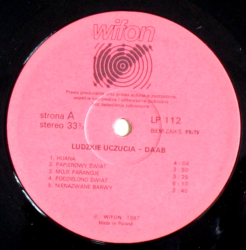 Daab - Ludzkie uczucia [по заказу польской фирмы WIFON, LP 112]