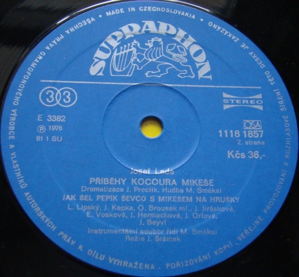 Josef Lada ‎– Příběhy Kocoura Mikeše  [по заказу чешской фирмы SUPRAPHON 1118 1857]