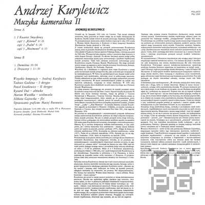 Andrzej Kurylewicz ‎– Muzyka Kameralna 2  [по заказу польской фирмы POLJAZZ, PSJ 255]