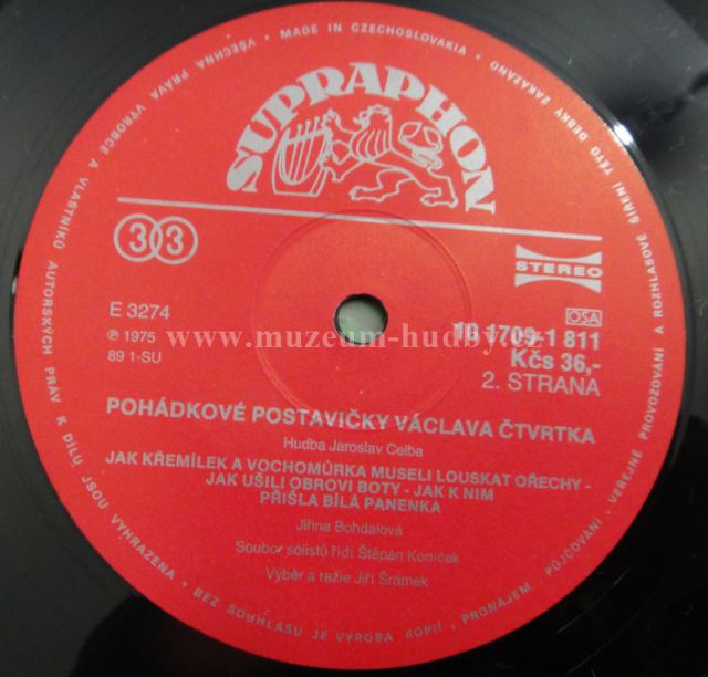 Václav Čtvrtek ‎– Pohádkové Postavičky Václava Čtvrtka (Cipísek Rumcajs Manka Křemílek Vochomůrka)   [по заказу чешской фирмы SUPRAPHON, 1118 1709]