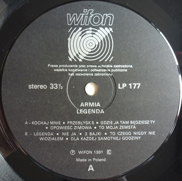 Armia ‎– Legenda [по заказу польской фирмы WIFON, LP 177]