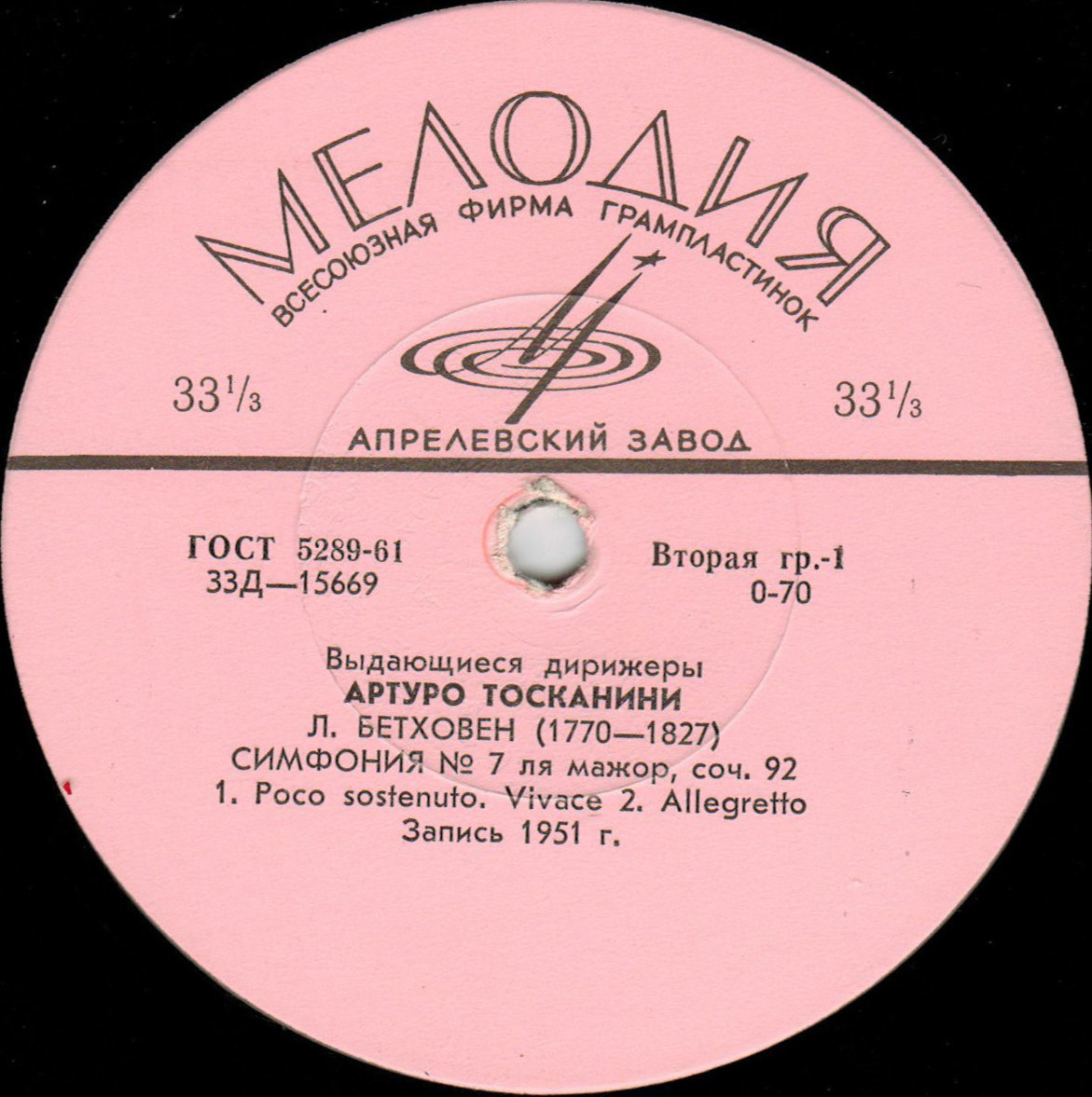 Л. Бетховен: Симфония № 7 ля мажор, соч. 92 (Артуро Тосканини)