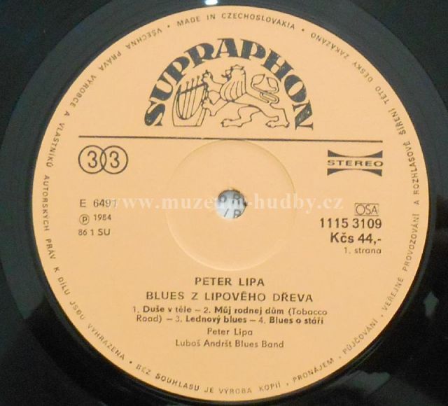 Peter Lipa & Luboš Andršt Blues Band ‎– Blues Z Lipového Dřeva  [по заказу чешской фирмы SUPRAPHON, 1115 3109]