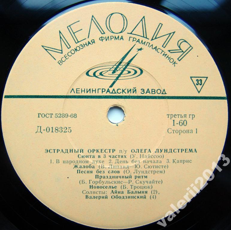 ЭСТРАДНЫЙ ОРКЕСТР п/у О. ЛУНДСТРЕМА