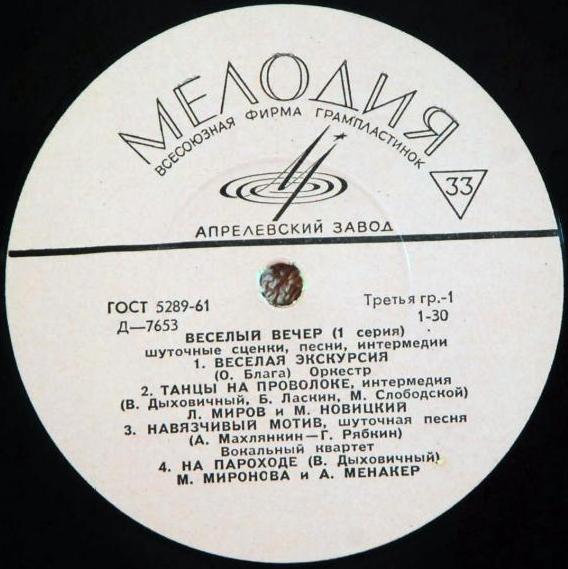 ВЕСЕЛЫЙ ВЕЧЕР (шуточные сценки, песни, интермедии) - Первая серия