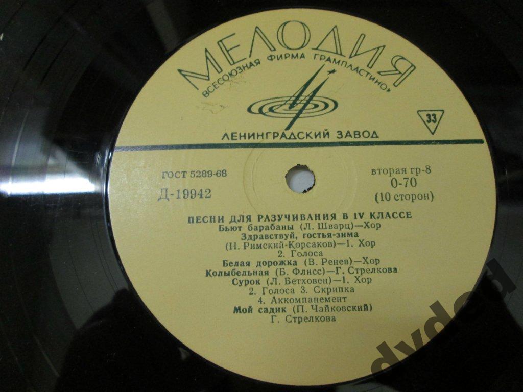 ПЕСНИ ДЛЯ РАЗУЧИВАНИЯ В IV КЛАССЕ (пластинка 1)