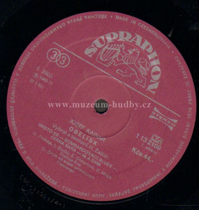 Josef Kainar ‎– Obelisk [по заказу чешской  фирмы SUPRAPHON, 1 13 2109]