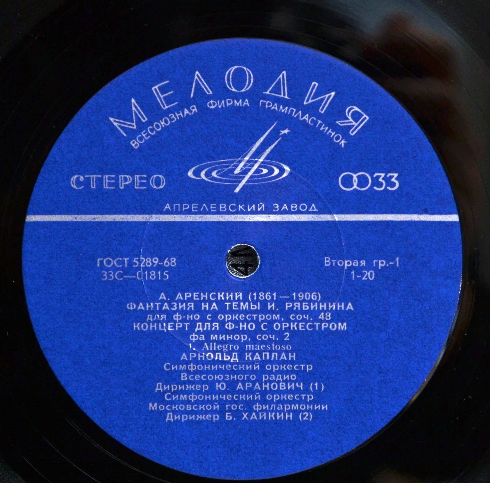 Антон Аренский – Фантазия на темы Рябинина для фортепиано с оркестром / Концерт для фортепиано с оркестром
