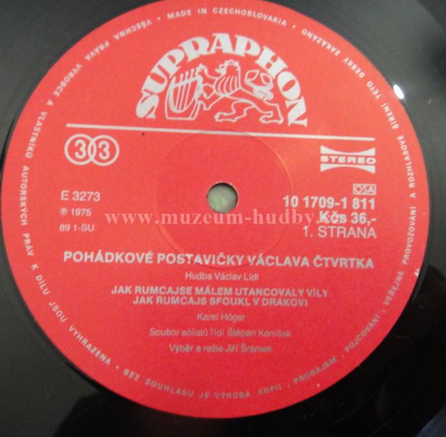 Václav Čtvrtek ‎– Pohádkové Postavičky Václava Čtvrtka (Cipísek Rumcajs Manka Křemílek Vochomůrka)   [по заказу чешской фирмы SUPRAPHON, 1118 1709]