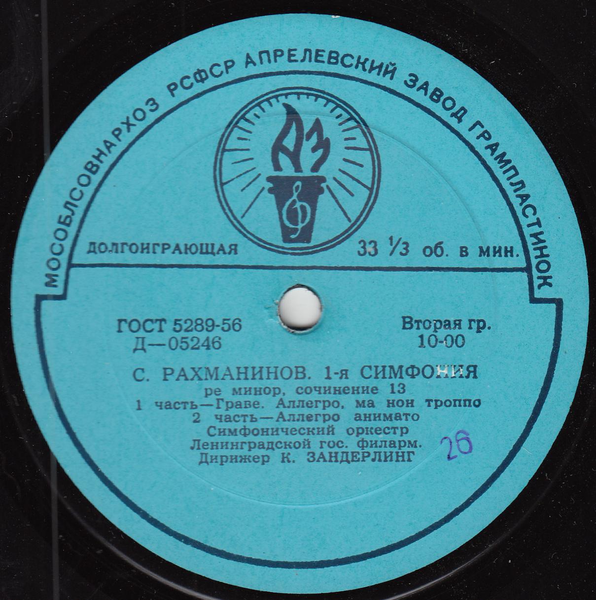 С. Рахманинов. Симфония № 1 ре минор, соч. 13 (СО ЛГФ, К. Зандерлинг)