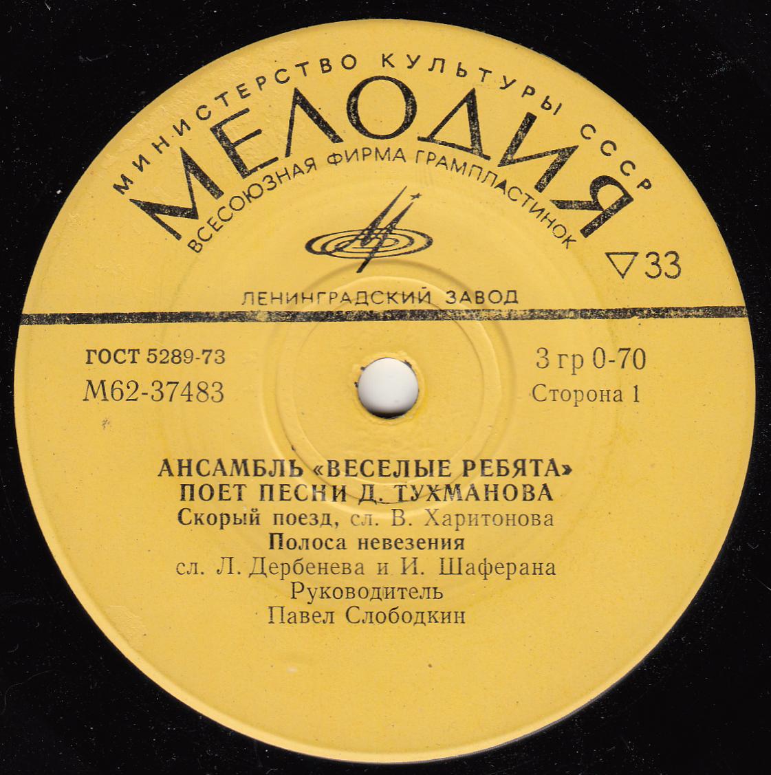 Ансамбль "Веселые ребята" поет песни Давида Тухманова