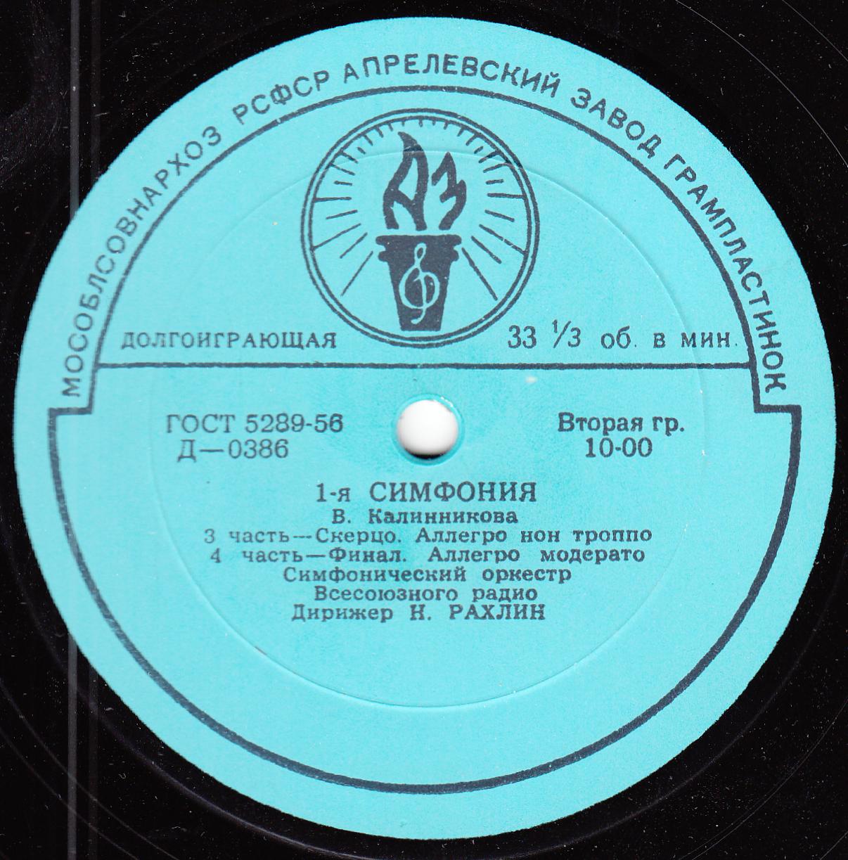 В. КАЛИННИКОВ (1866–1900): 1-я симфония (Н. Рахлин)