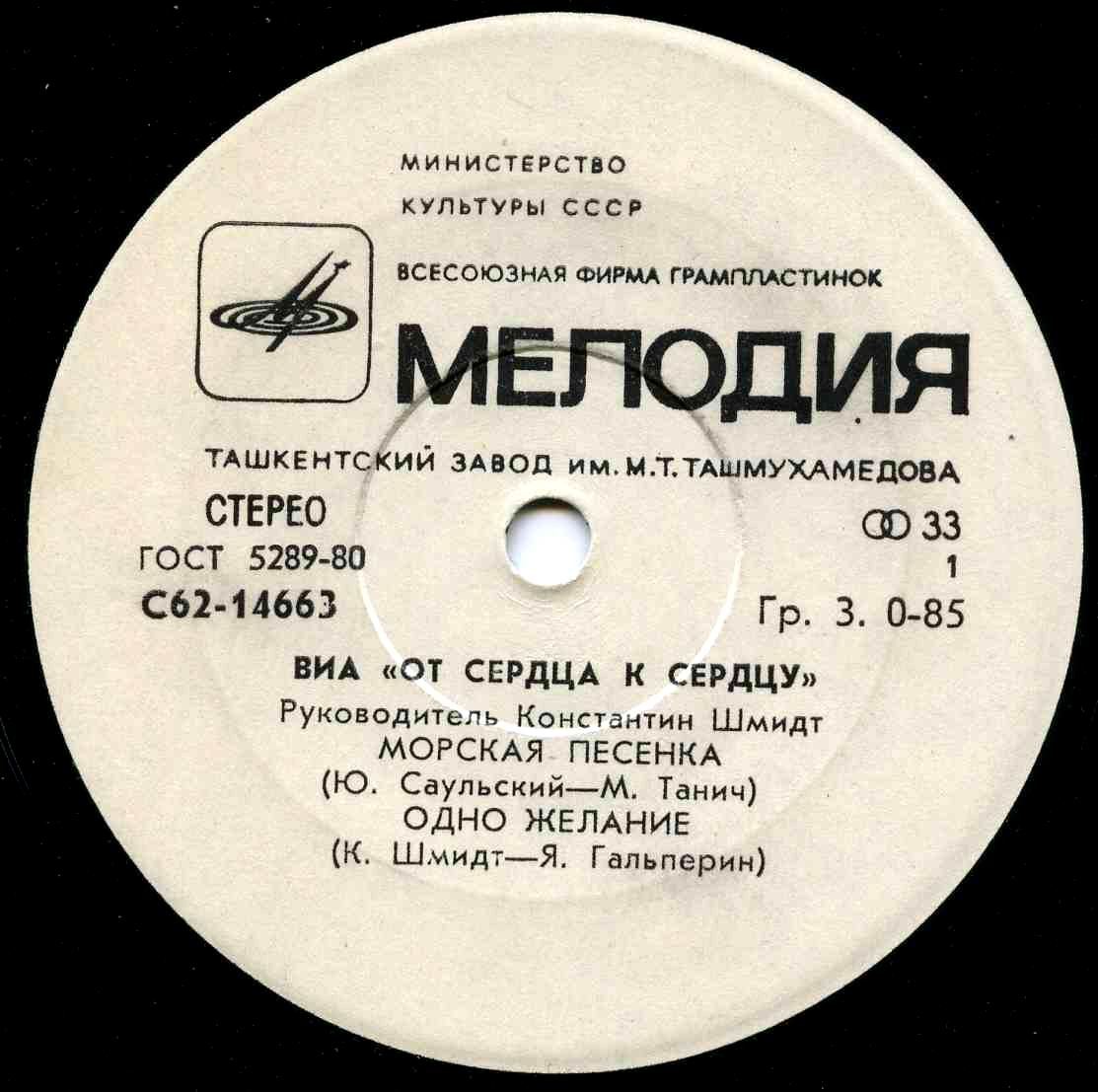 ВИА «ОТ СЕРДЦА К СЕРДЦУ», рук. Константин Шмидт