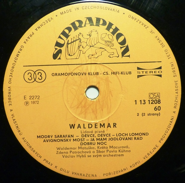 Waldemar - Lidové Písně [по заказу чешской фирмы SUPRAPHON 1 13 1208]