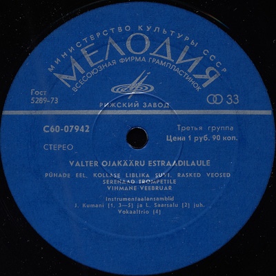 В. ОЯКЯЭР (1923). ЭСТРАДНАЯ МУЗЫКА