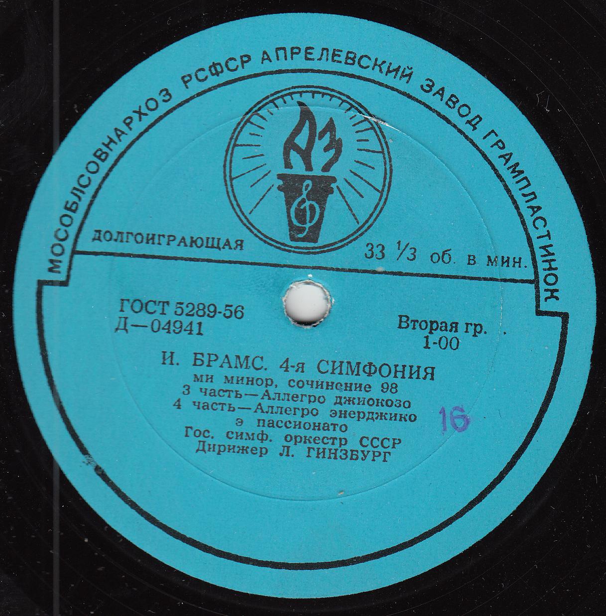 И. БРАМС (1833–1897): Симфония № 4 ми минор, соч. 98 (Л. Гинзбург)