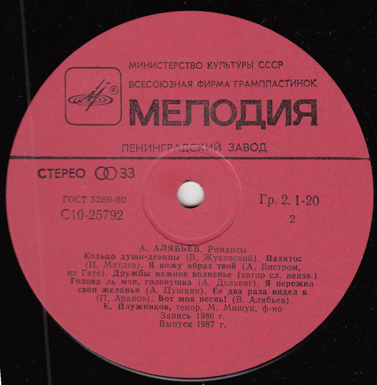 А. АЛЯБЬЕВ. Романсы