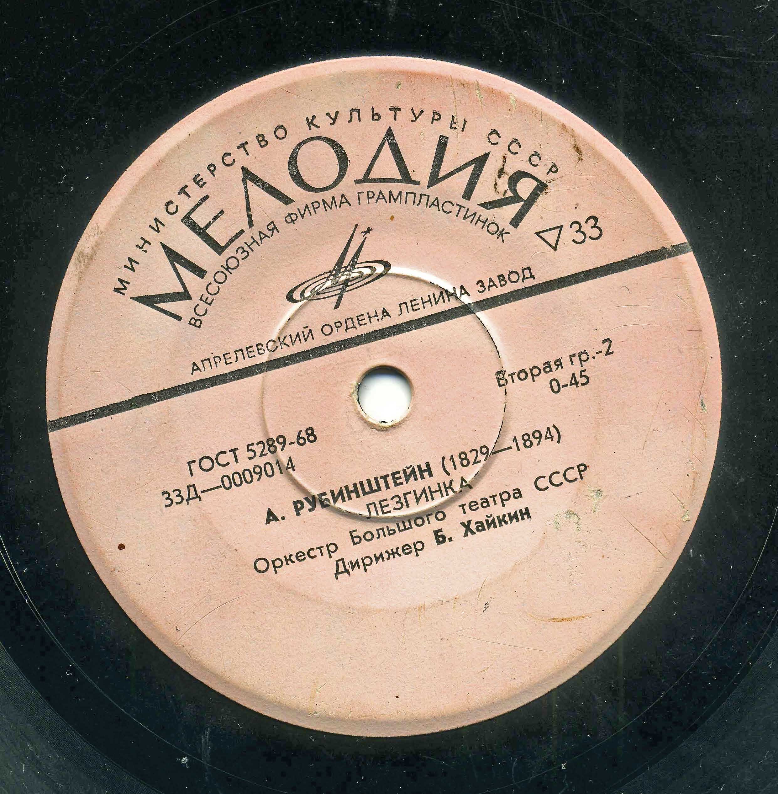 Оркестр Большого театра СССР. Дирижёр Б. Хайкин