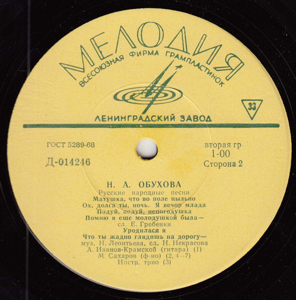 Надежда ОБУХОВА — Русские народные песни