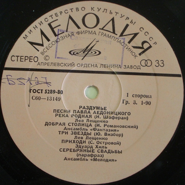 "Раздумье". Песни Павла Аедоницкого