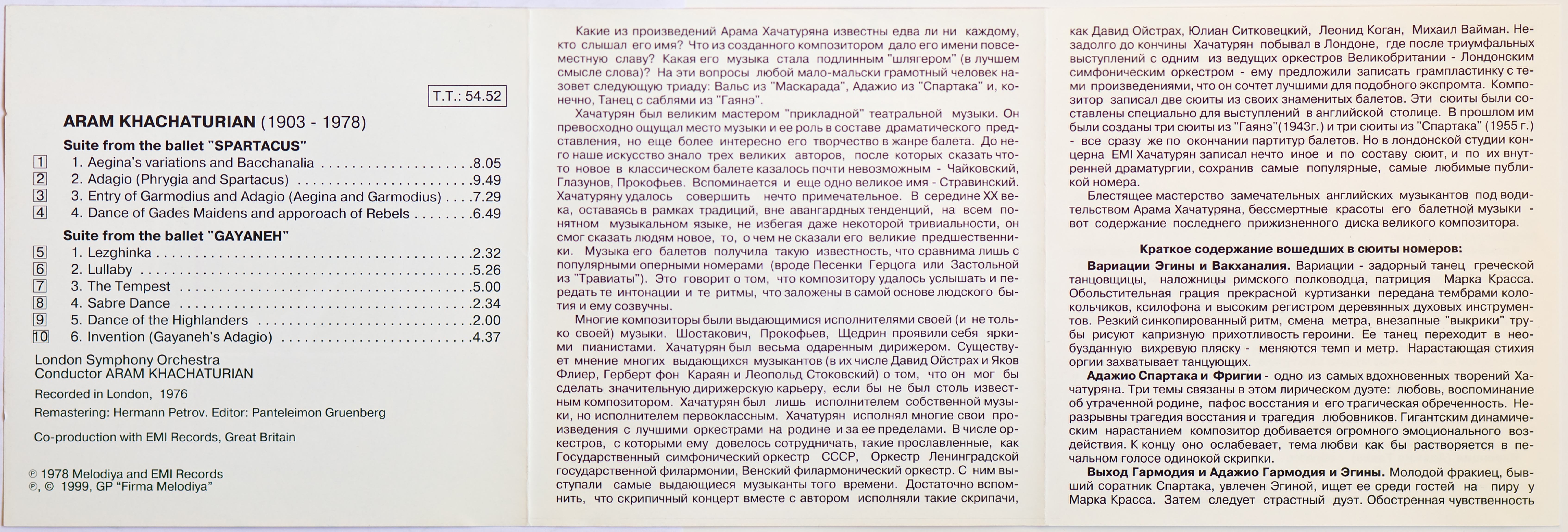 Арам Хачатурян. Сюиты из балетов "Спартак" и "Гаянэ"