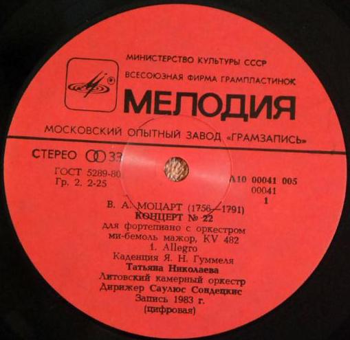 В. А. Моцарт. Играет Т. Николаева (ф-но)