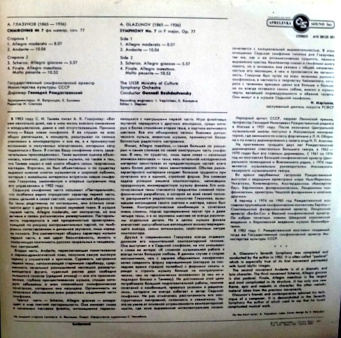 А. Глазунов: Симфония № 7 (Г. Рождественский)
