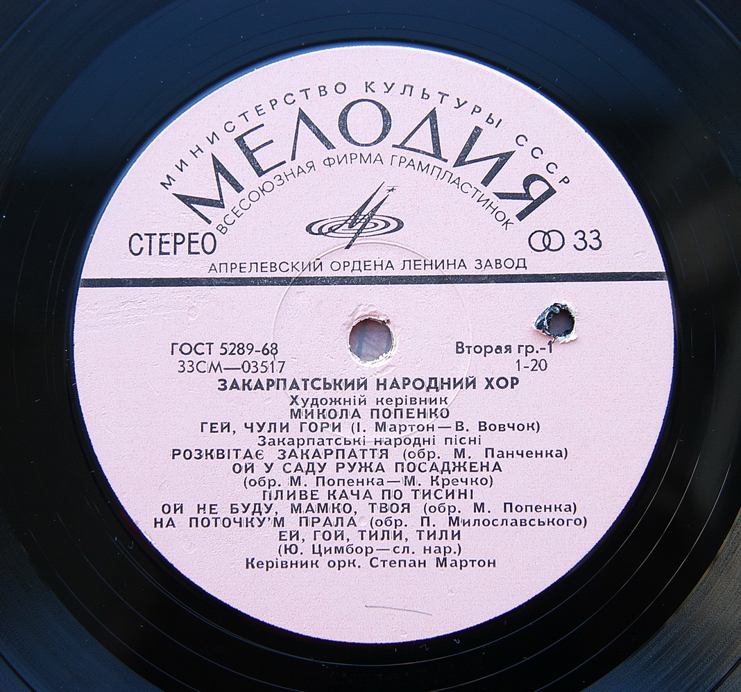 ЗАКАРПАТСКИЙ НАРОДНЫЙ ХОР, худ. рук. М. Попенко