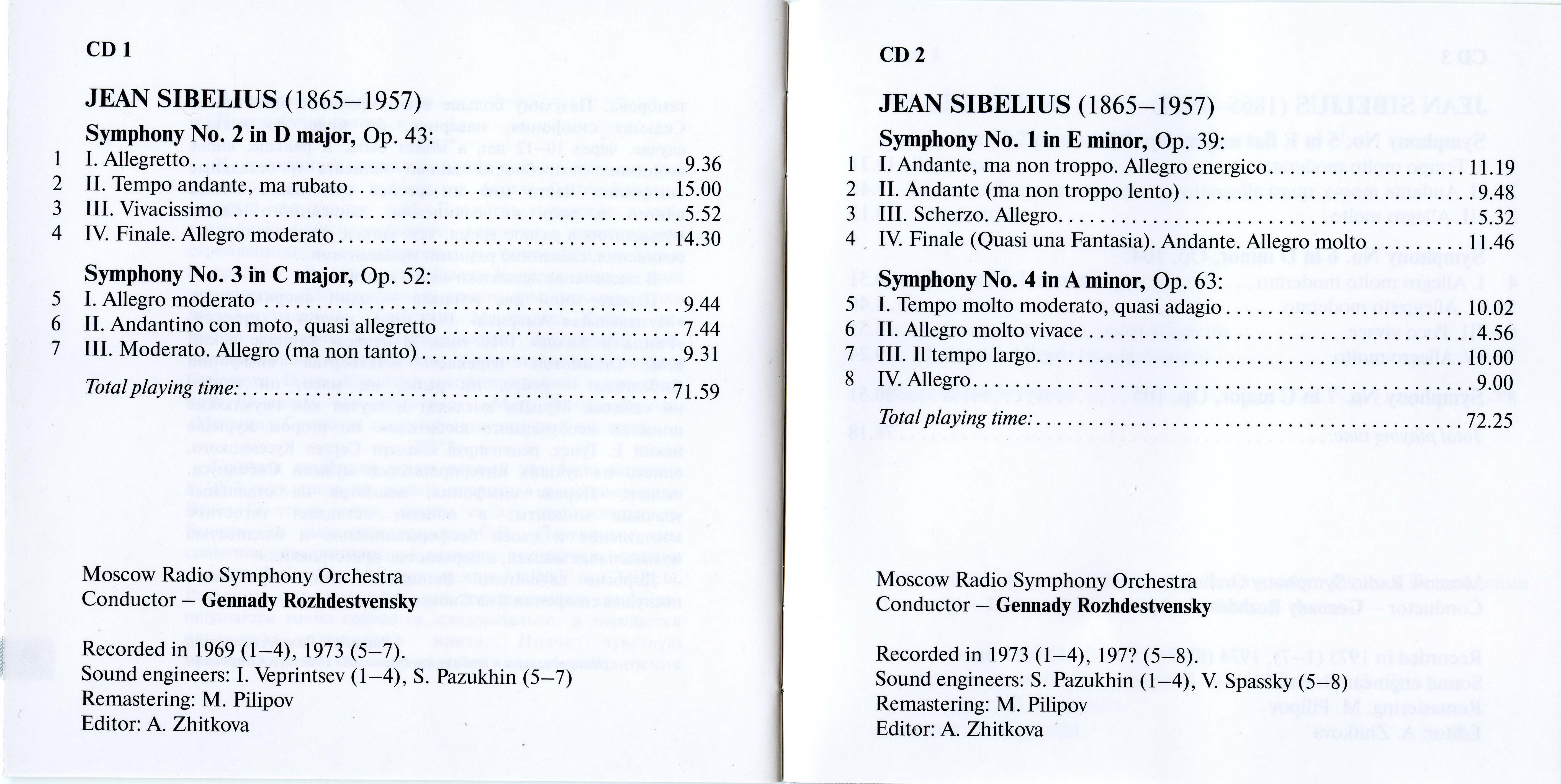 Ян Сибелиус: Все симфонии (3 CD)