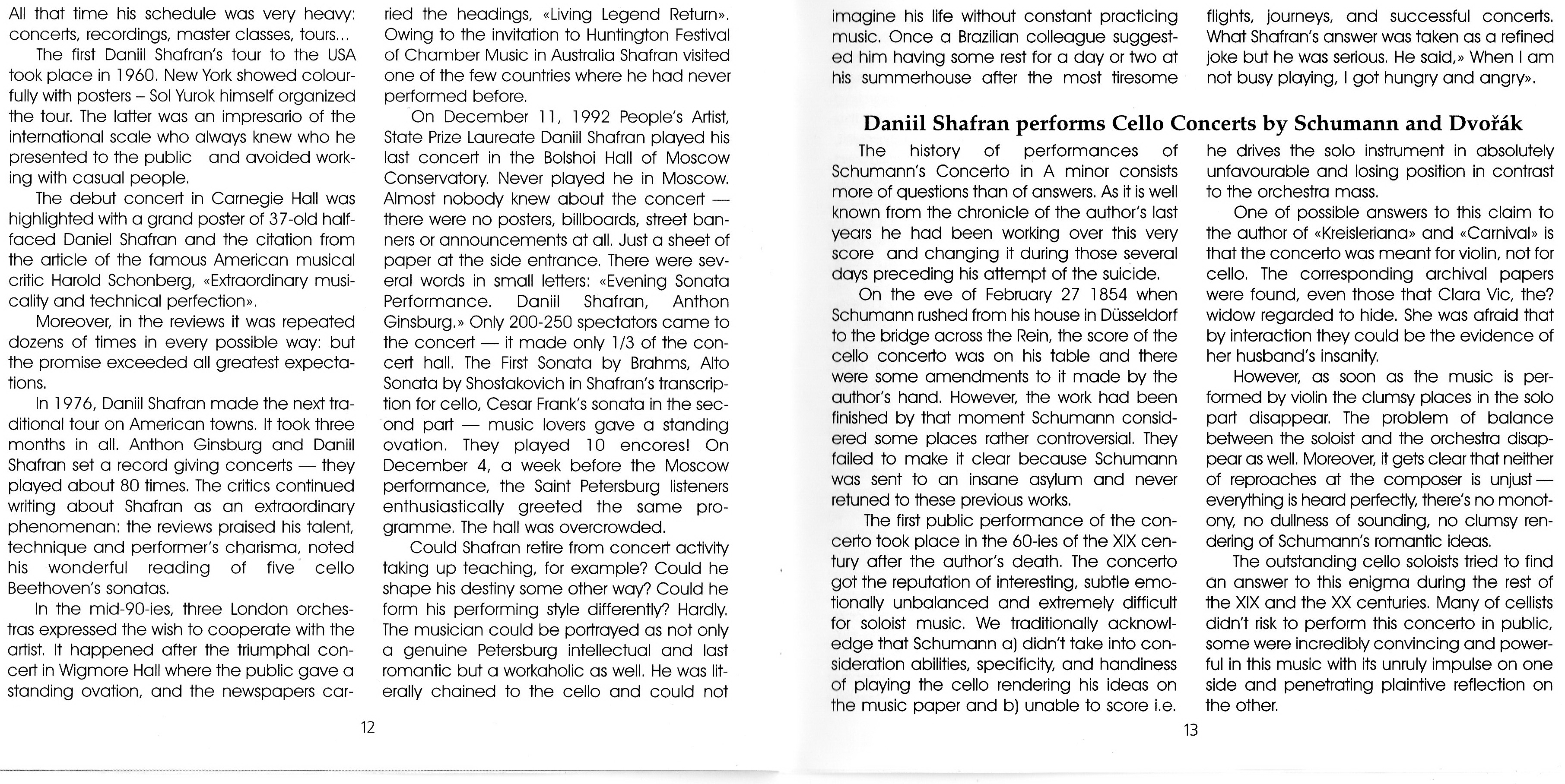 Д. Шафран: Дворжак. Шуман. Концерты для виолончели с оркестром