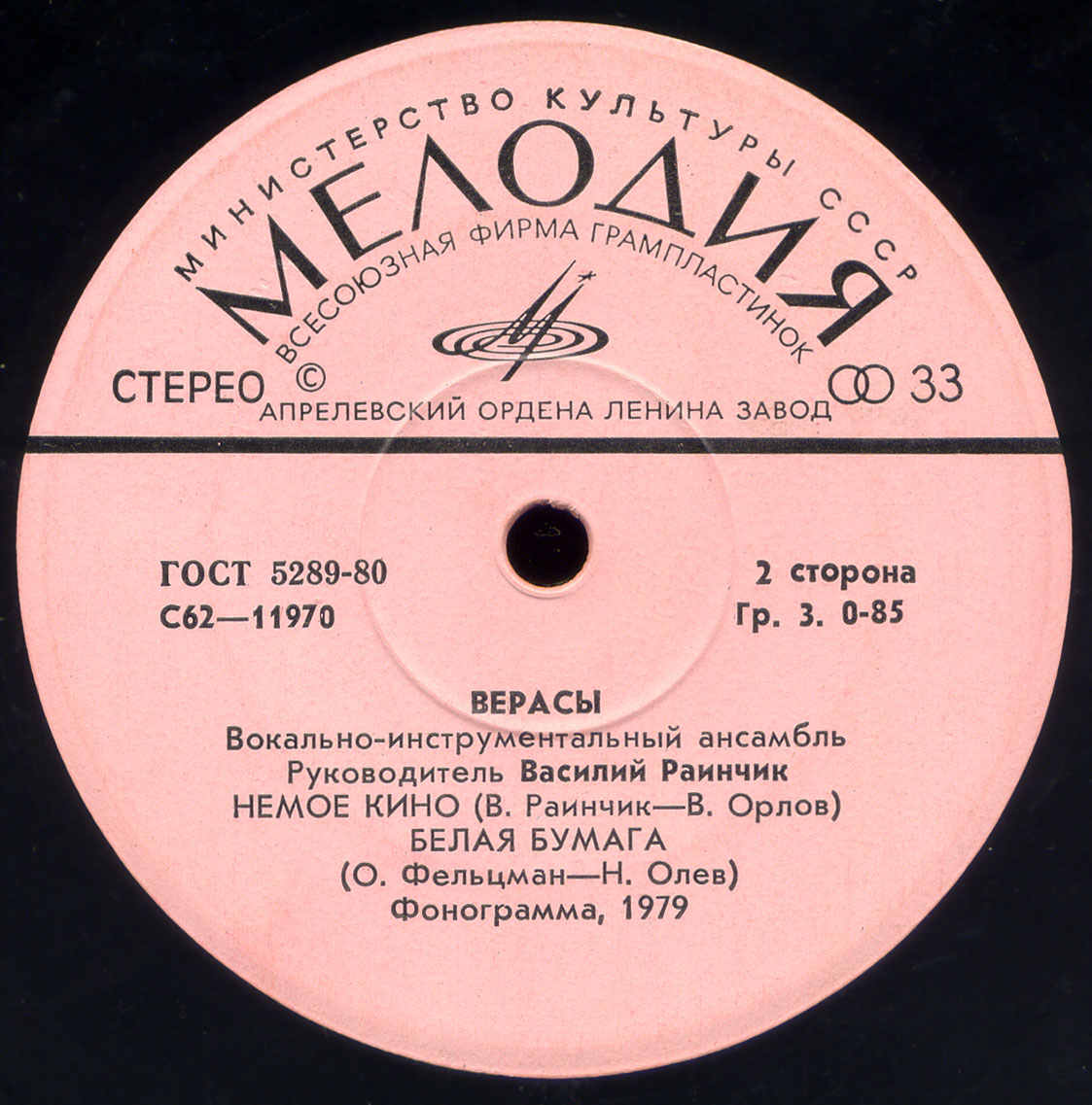 ВОКАЛЬНО-ИНСТР. АНСАМБЛЬ «ВЕРАСЫ», рук. Василий Раинчик.