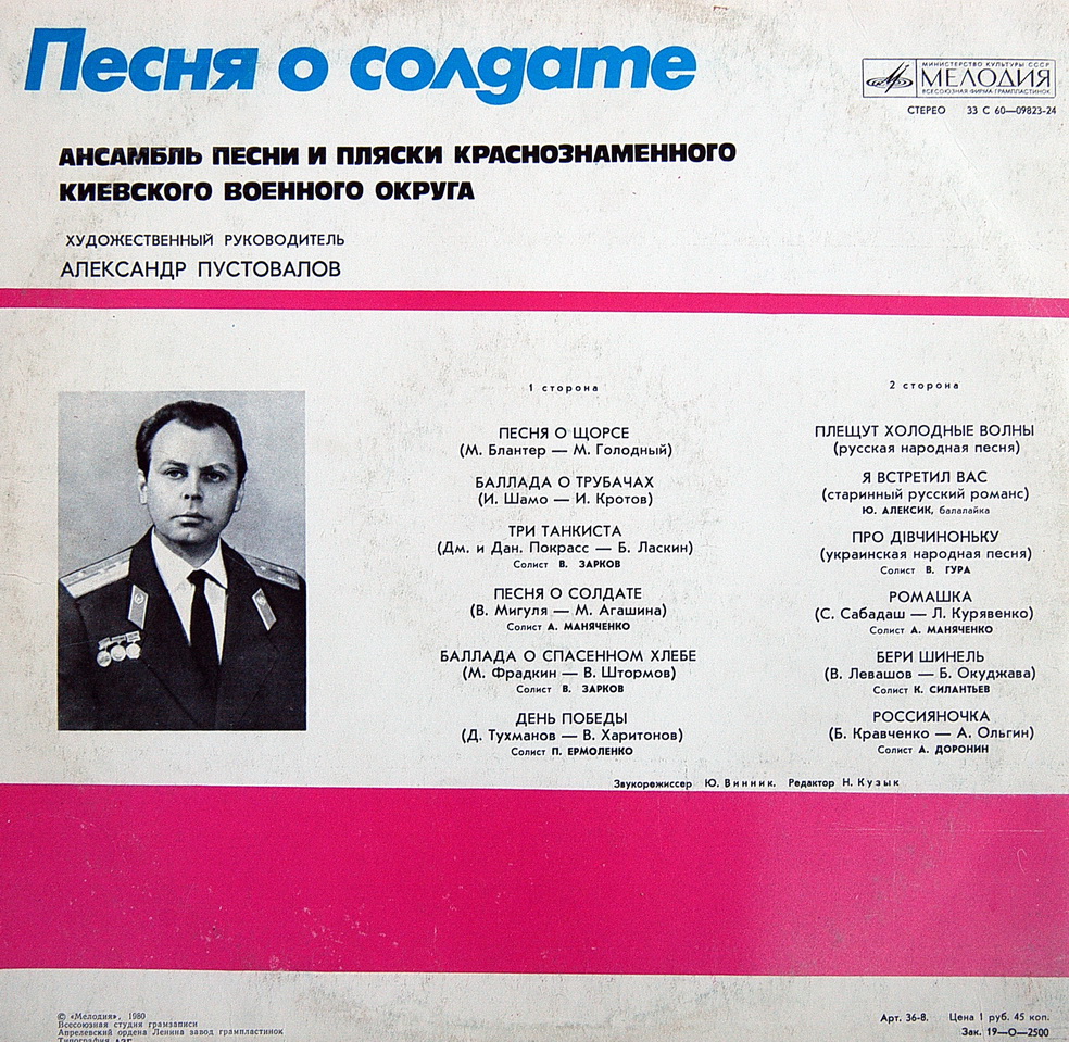 Ансамбль песни и пляски Краснознаменного Киевского военного округа. “Песня о солдате”. Дирижер А. Пустовалов