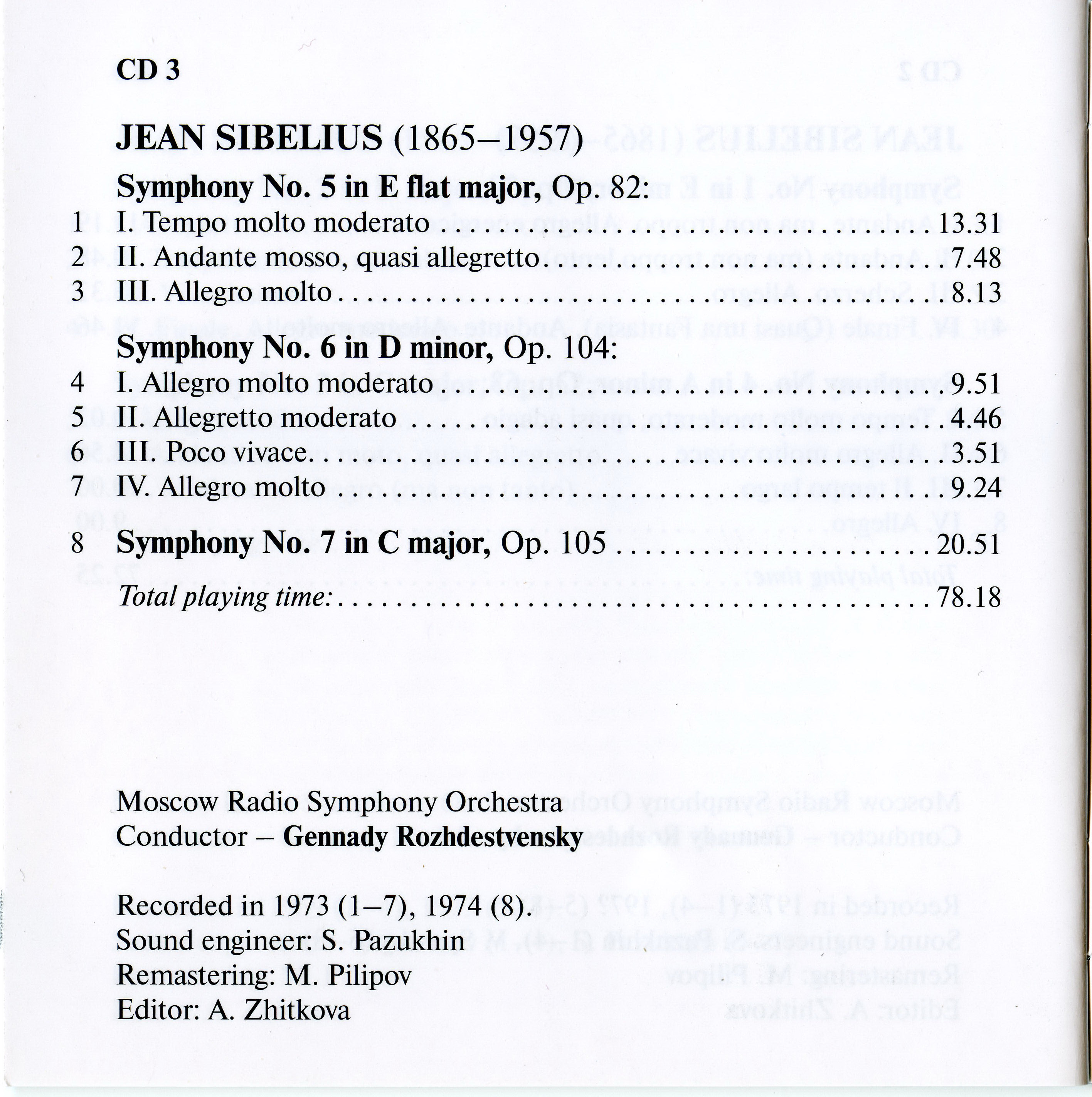 Ян Сибелиус: Все симфонии (3 CD)