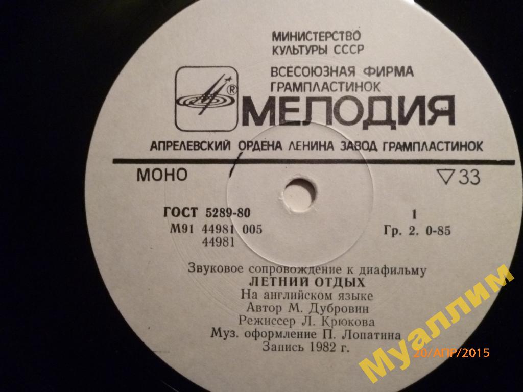 ЗВУКОВОЕ СОПРОВОЖДЕНИЕ К ДИАФИЛЬМАМ "Летний отдых", "Покупки" (на английском языке)