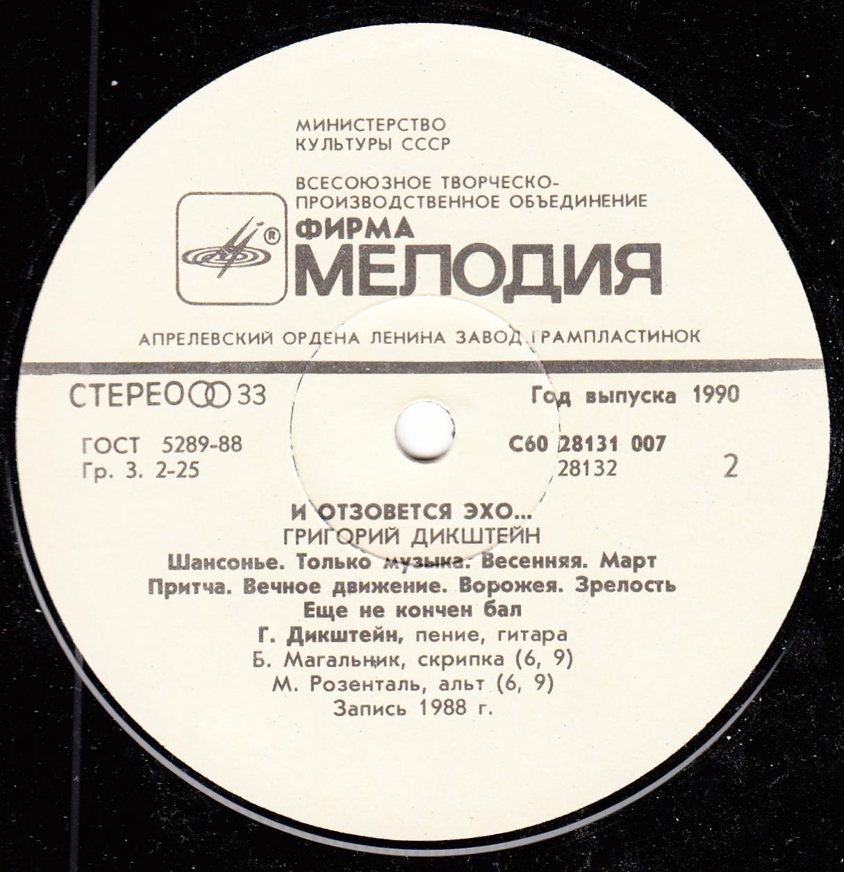 Григорий Дикштейн. И отзовётся эхо…