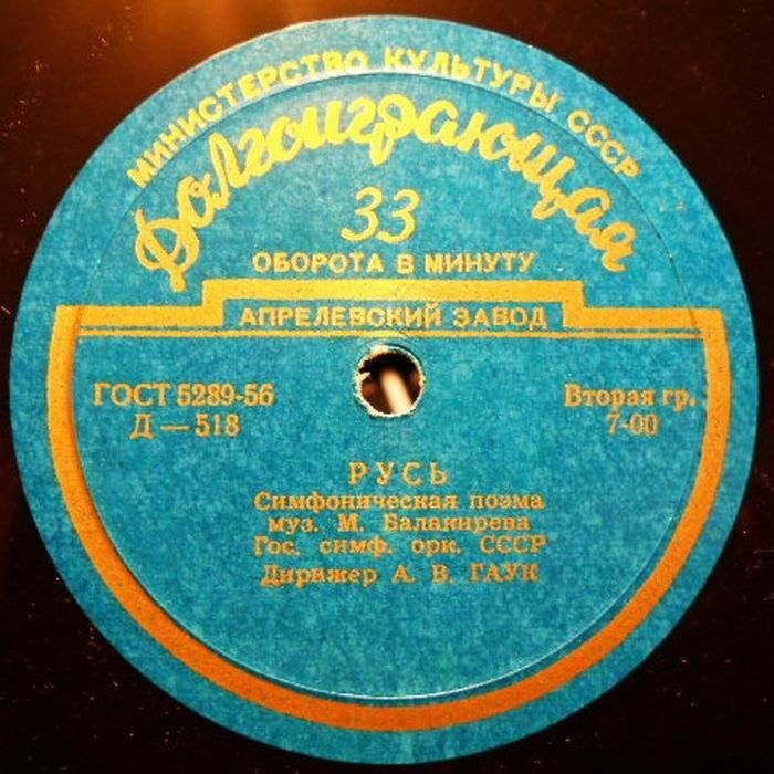 М. Балакирев: Симф. поэма "Русь" (А. Гаук) / Юношеский концерт для ф-но с оркестром (Б. Жилинский, А. Гаук)