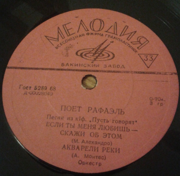 РАФАЭЛЬ (Испания): «Поёт Рафаэль. Песни из к/ф «Пусть говорят»»