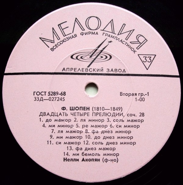 Ф. ШОПЕН (1810–1849): 24 прелюдии (Н. Акопян)