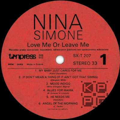 Nina Simone. "Love Me Or Leave Me" [по заказу польской фирмы TONPRESS SX-T207]