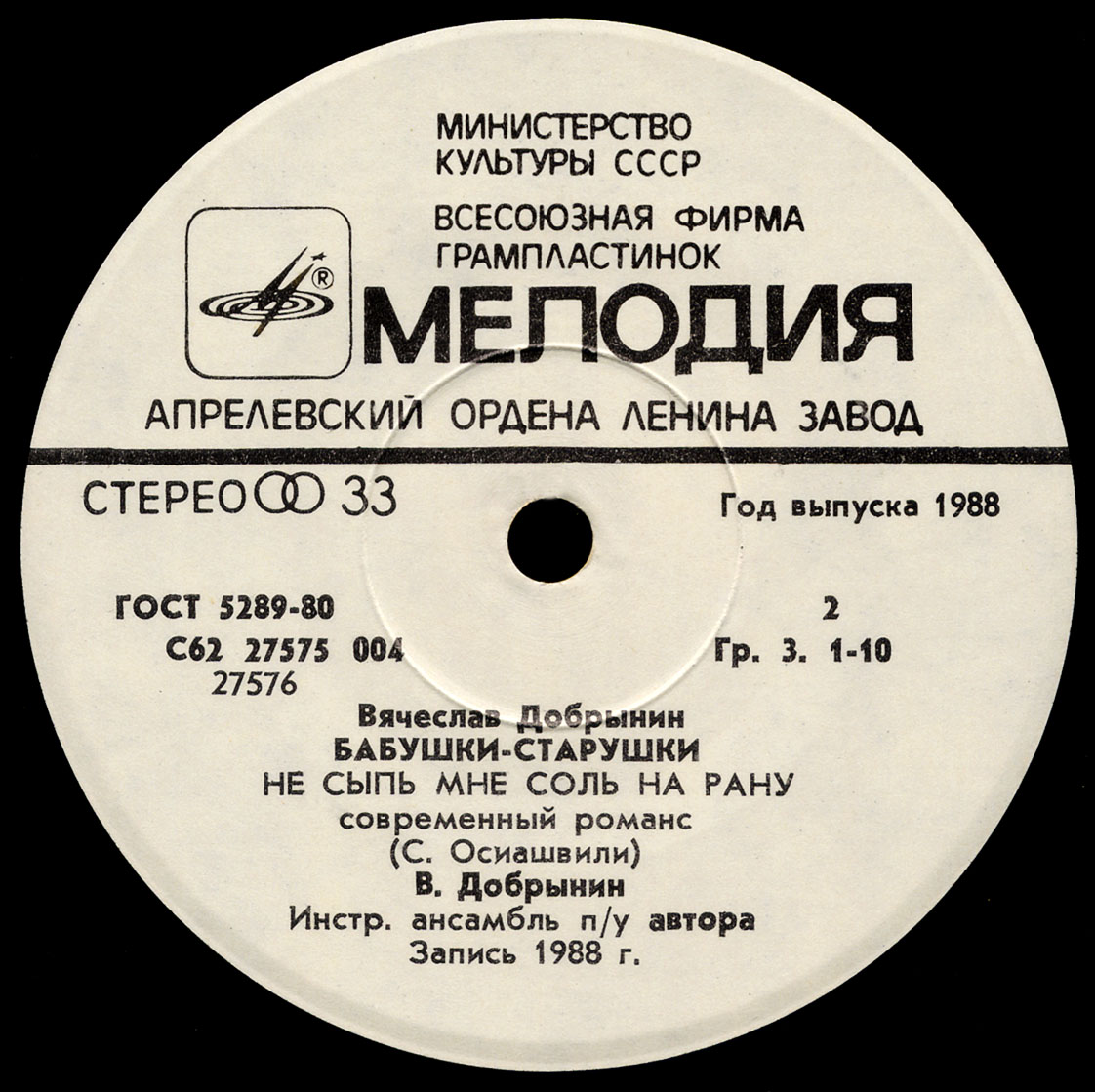 Бабушки-старушки. Песни Вячеслава Добрынина на стихи Симона Осиашвили.