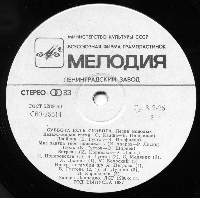 Суббота есть суббота. Песни молодых