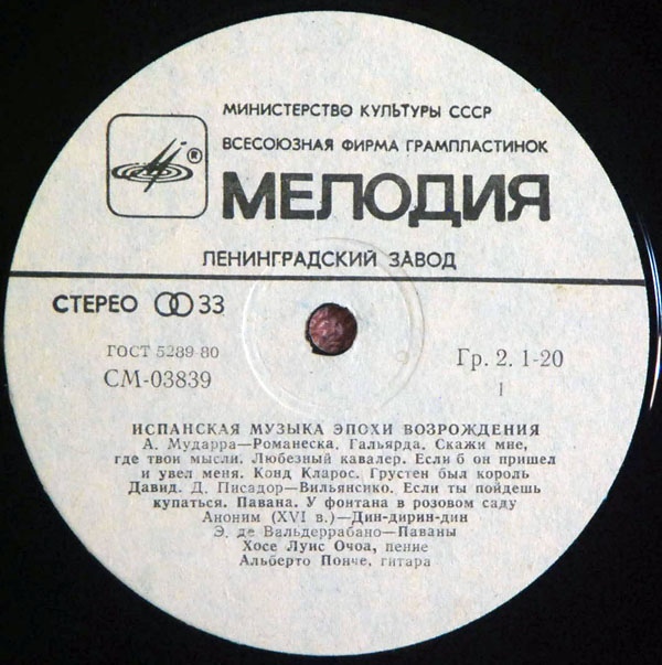 ИСПАНСКАЯ МУЗЫКА ЭПОХИ ВОЗРОЖДЕНИЯ (исп. Хосе Луис Очоа, Альберто Понче)