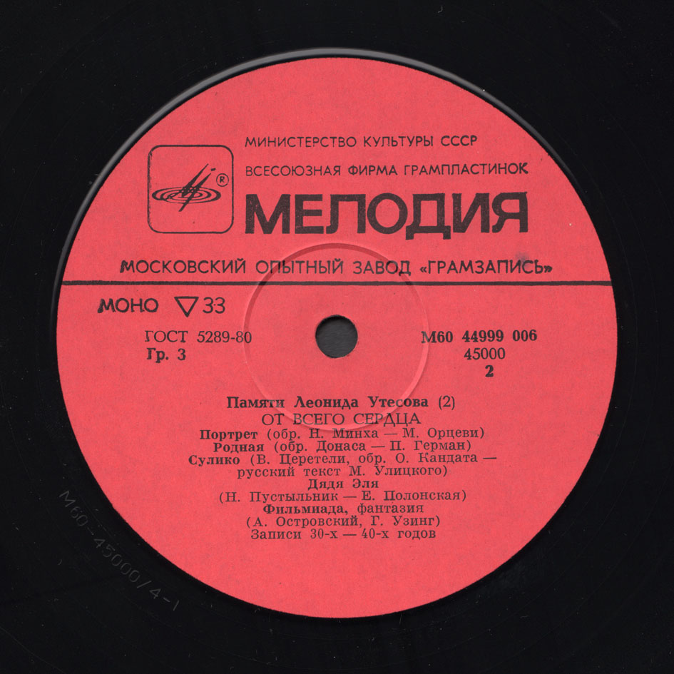 Памяти Леонида Утёсова (2). От всего сердца