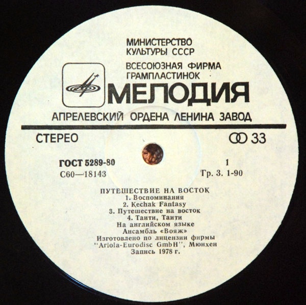 АНСАМБЛЬ “ВОЯЖ” (VOYAGE). «Путешествие на восток»
